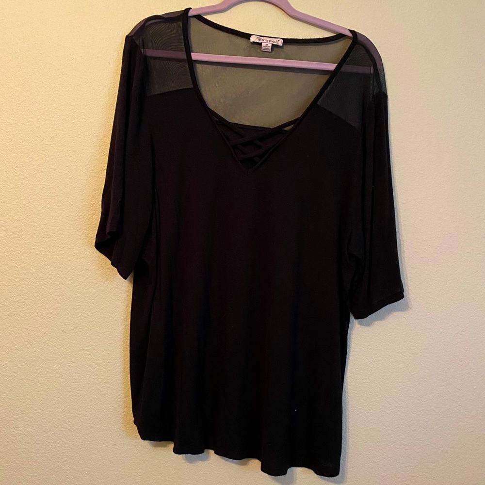 Blouse with Sheer Shoulder/Back Area
